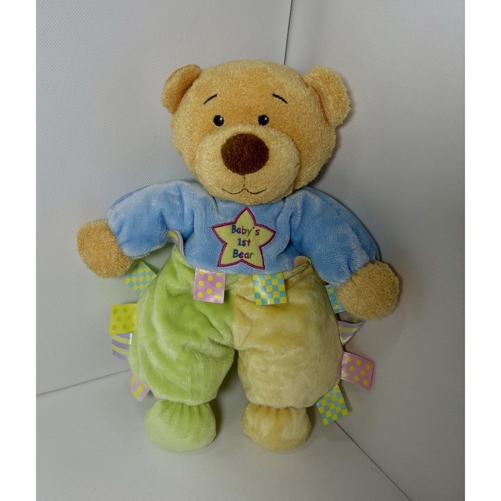 KIDS PREFERRED BABY'S 1st BEAR STUFFED ANIMAL PASTEL with SATIN TAGS PLUSH 12"